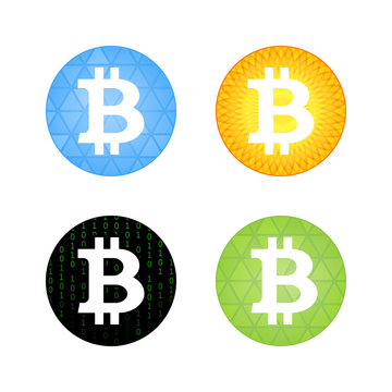 set of four icon bitcoin, vector illustration.