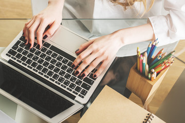 Woman using laptop