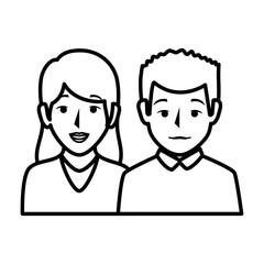 young couple avatars characters vector illustration design
