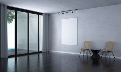 The interior design of Lounge and living room with sea view