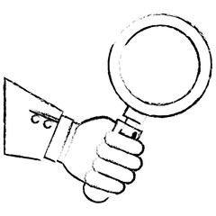 hand human with search magnifying glass icon vector illustration design