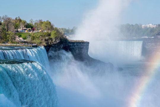 Niagara Falls Waterfall With Rainbow