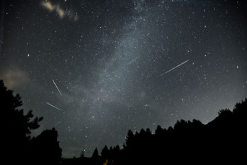 Perseid meteor shower with the milky way