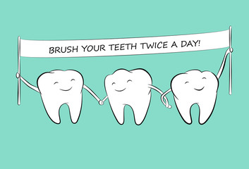 Healthy white teeth. Vector illustration.
