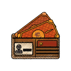 wallet with credit card and bills cash money, vector illustration