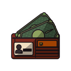 wallet with credit card and bills cash money, vector illustration