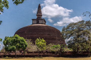 Buddhist Stupa, Rankoth Vihara, Temple  in  ancient City of Polonnaruwa, Sri Lanka, made of brick,...