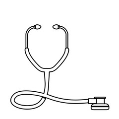 line medical stethoscope to check cardiac heartbeat, vector illustration
