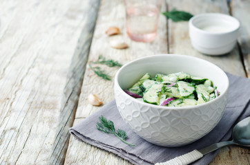 Greek yogurt red onion cucumber salad