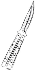 vector illustration butterfly knife balisong