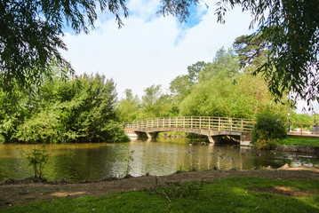 A bridge over a river at the park of Salisbury, England, UK.
