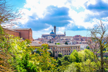 Fototapeta na wymiar Scenery of Siena, a beautiful medieval town in Tuscany, Italy