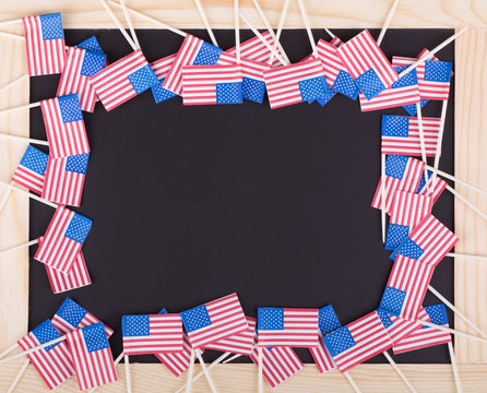 American Flags on a Chalkboard