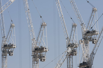 Cranes in construction site for new apartments