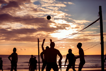 Silhouette beach volleyball