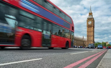 Plexiglas foto achterwand red bus in front of Big Ben © Simon