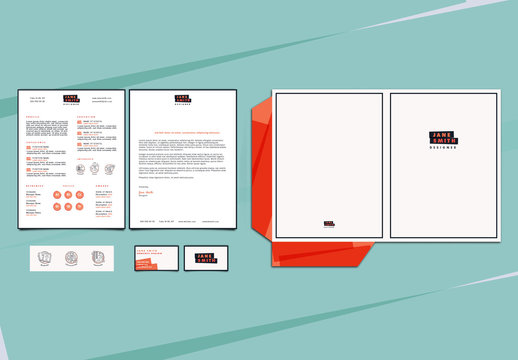 White and Red Personal Branding Set