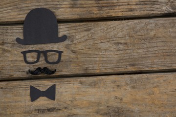 Overhead view of anthropomorphic face on table