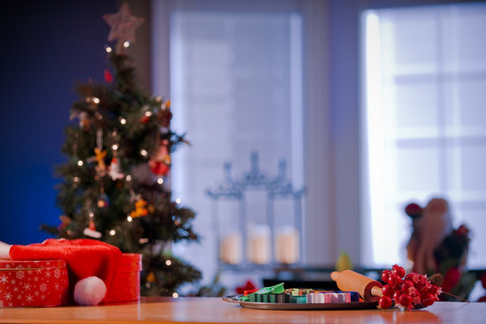 Kitchen Counter In Preparation For Christmas.