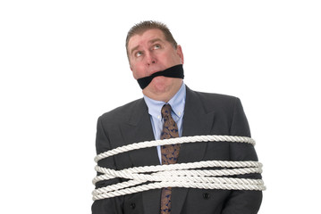 A tied up businessman