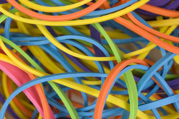 Close up of rubber bands