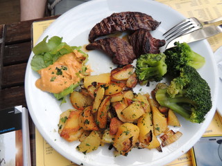 Стейк Еда вид сверху