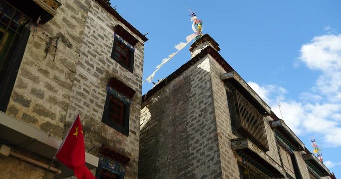 4k famous barkhor street building in lhasa,tibet.
