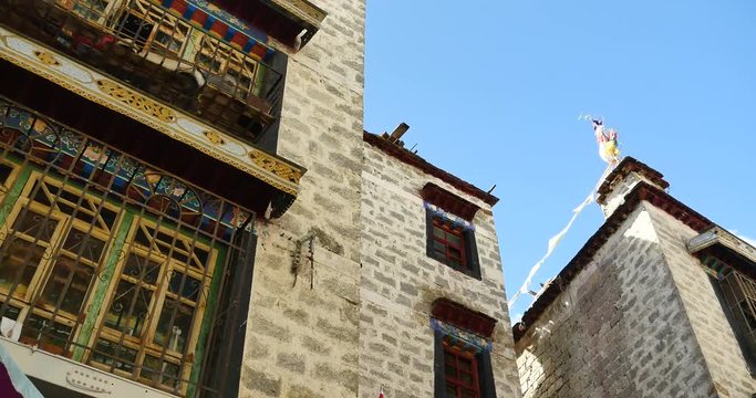 4k famous barkhor street building in lhasa,tibet.