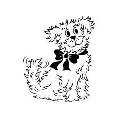 cartoon dog Illustration. outlined cartoon handrawn sketch illustration vector.