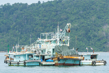 Fisherman boats anchored at Kota Kinabalu (KK). KK is a major city with unquestionably some of the best beaches on the Borneo island.