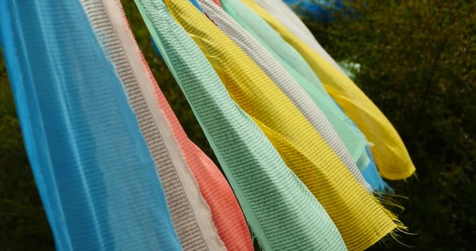 4k prayer flag on lhasa mountain,tibet.