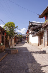 Ancient old retro old Naxi house street view of Baisha Ancient Town in Lijiang, Yunnan Province, China