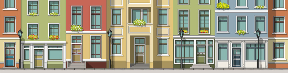 Seamless cartoon cityscape background © GabiWolf