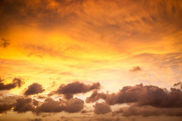 Beautiful cloudy sky when the sunset after big rainning.