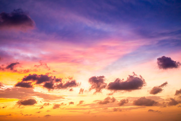 Beautiful cloudy sky when the sunset after big rainning.