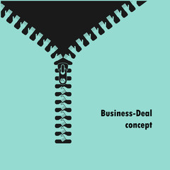 Zipper symbol and handshake businessman agreement on background.Shaking hands,successful transaction.Partnership,business deal and agreement concept.