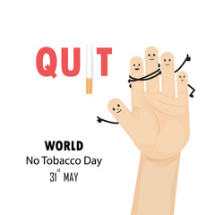 Human hands and Quit Tobacco sign.May 31st World no tobacco day.No Smoking Day Awareness.Vector illustration.