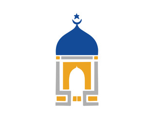 Modern Islamic Mosque Logo - Blue Clean Minimalistic Mosque Dome
