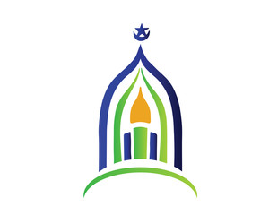 Modern Islamic Mosque Logo - Abstract Mosque Dome And Candle Symbol