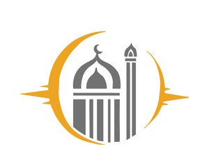 Modern Islamic Mosque Logo - Moonlight Mosque Silhouette