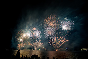 Fototapeta na wymiar Fireworks in night sky