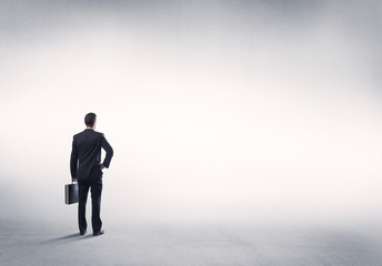 Sales person with empty white background