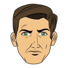 comic face man expression pop art style vector illustration
