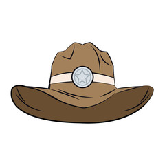 old western sheriff hat star clothing icon vector illustration