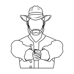 cowboy man cartoon character, modern western cattle hurdlers in traditional cowboy outfit. vector illustration