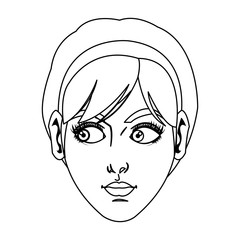 beauty face woman short hair comic style vector illustration
