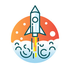 Rocket launch icon. Start up concept. flat thin line icon design. vector illustration