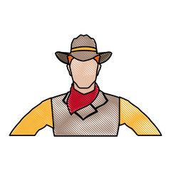 portrait man in cowboy hat. sketch vector illustration