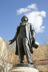 Saint Petersburg, Russia,may 04, 2017:Monument to A.S. Pushkin in the courtyard of the building with a museum 