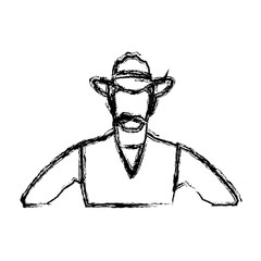 portrait man in cowboy hat. sketch vector illustration